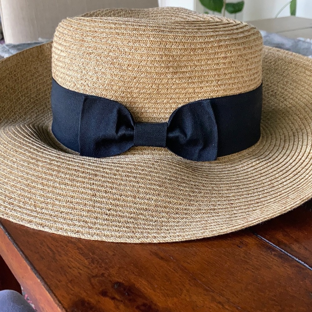 Floppy Sun Hat with Black Ribbon Bow